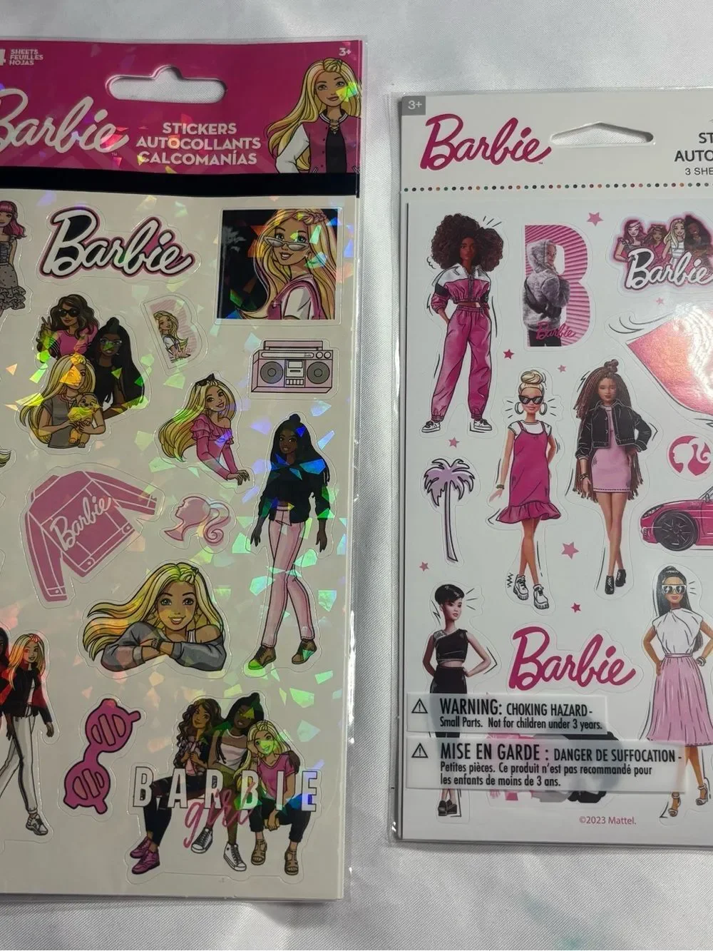 8 New Barbie Pink Sticker Sheets with Matching Pink Accessories Bundle
